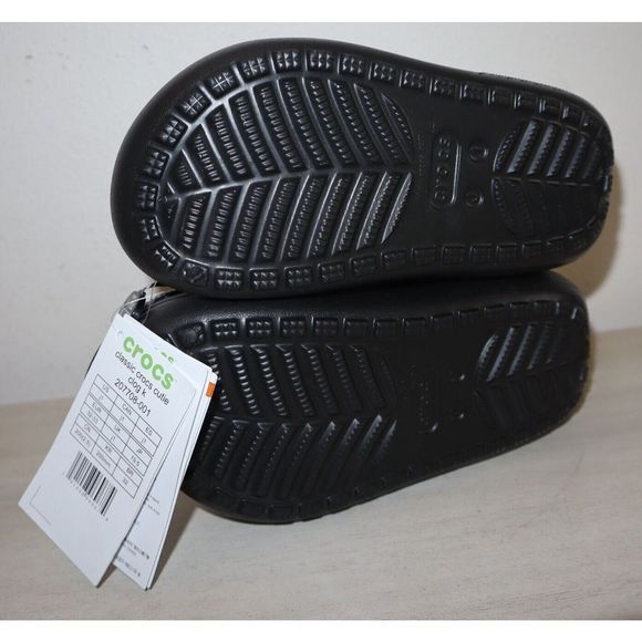 Crocs Classic 207708-001 Unisex Kid's Sz j1 Black Cutie Crush Clogs - Picture 5 of 9